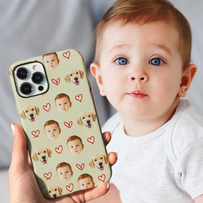 Custom Pet And Baby Face Phone Case | Personalized Baby Picture iPhone Case | Pet Lover Gift