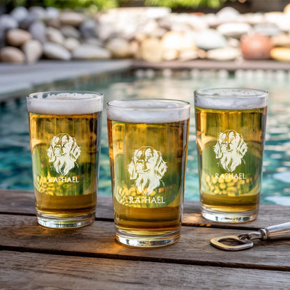 Personalized Dog Photo Pint Beer Glass – Custom Pet Portrait Beer Glass | Gift for Dog Lover | Pet Memorial Gift | Dog Dad or Dog Mom Gift