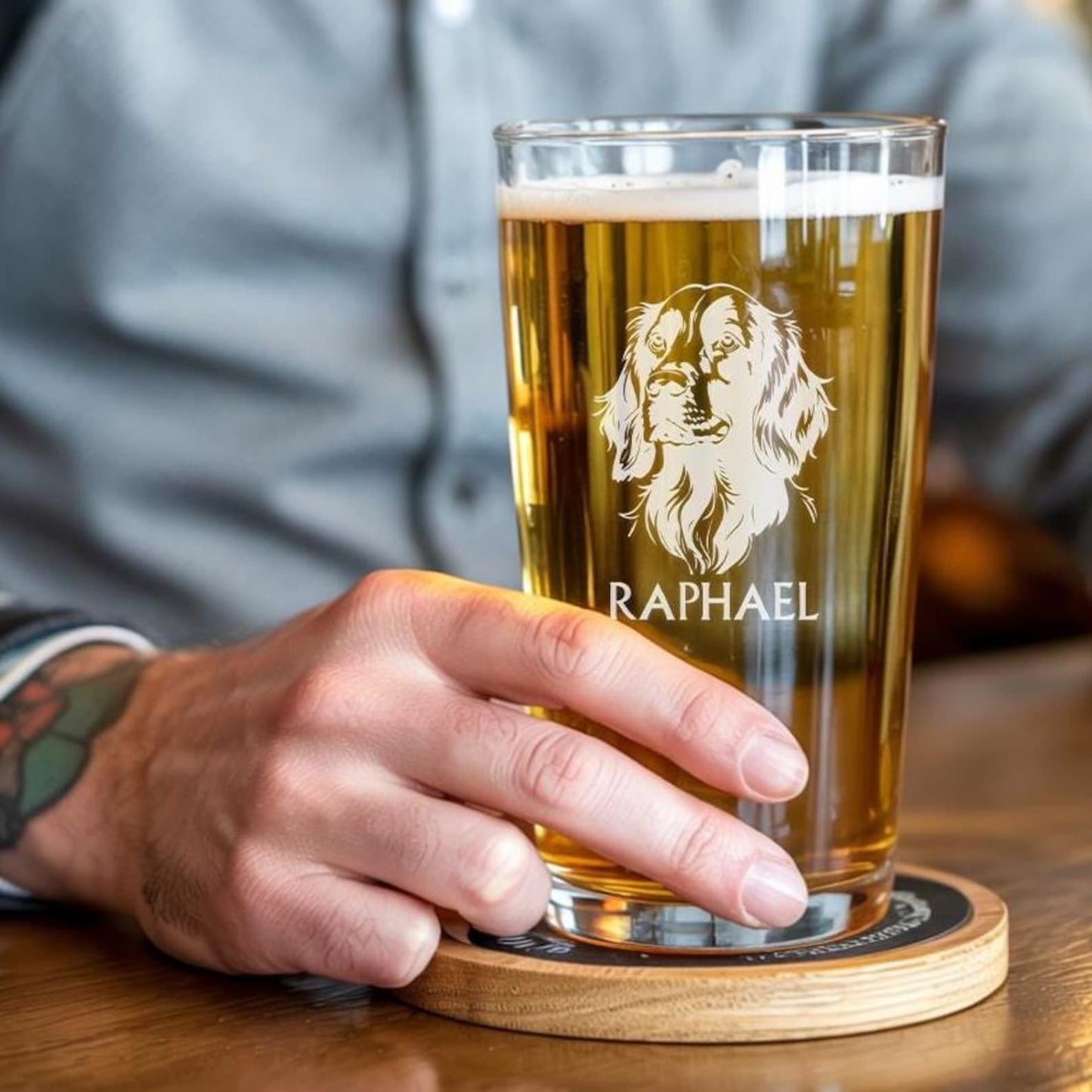 Personalized Dog Photo Pint Beer Glass – Custom Pet Portrait Beer Glass | Gift for Dog Lover | Pet Memorial Gift | Dog Dad or Dog Mom Gift