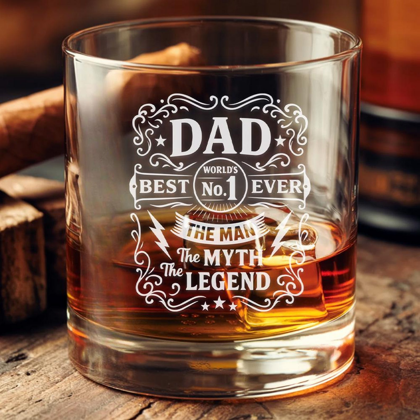 Best Dad Ever Whiskey Glass | The Man The Myth The Legend Glass | Father's Day Gift