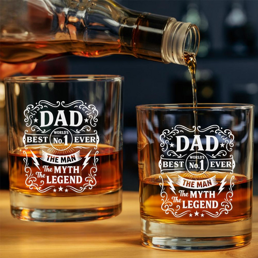 Best Dad Ever Whiskey Glass | The Man The Myth The Legend Glass | Father's Day Gift