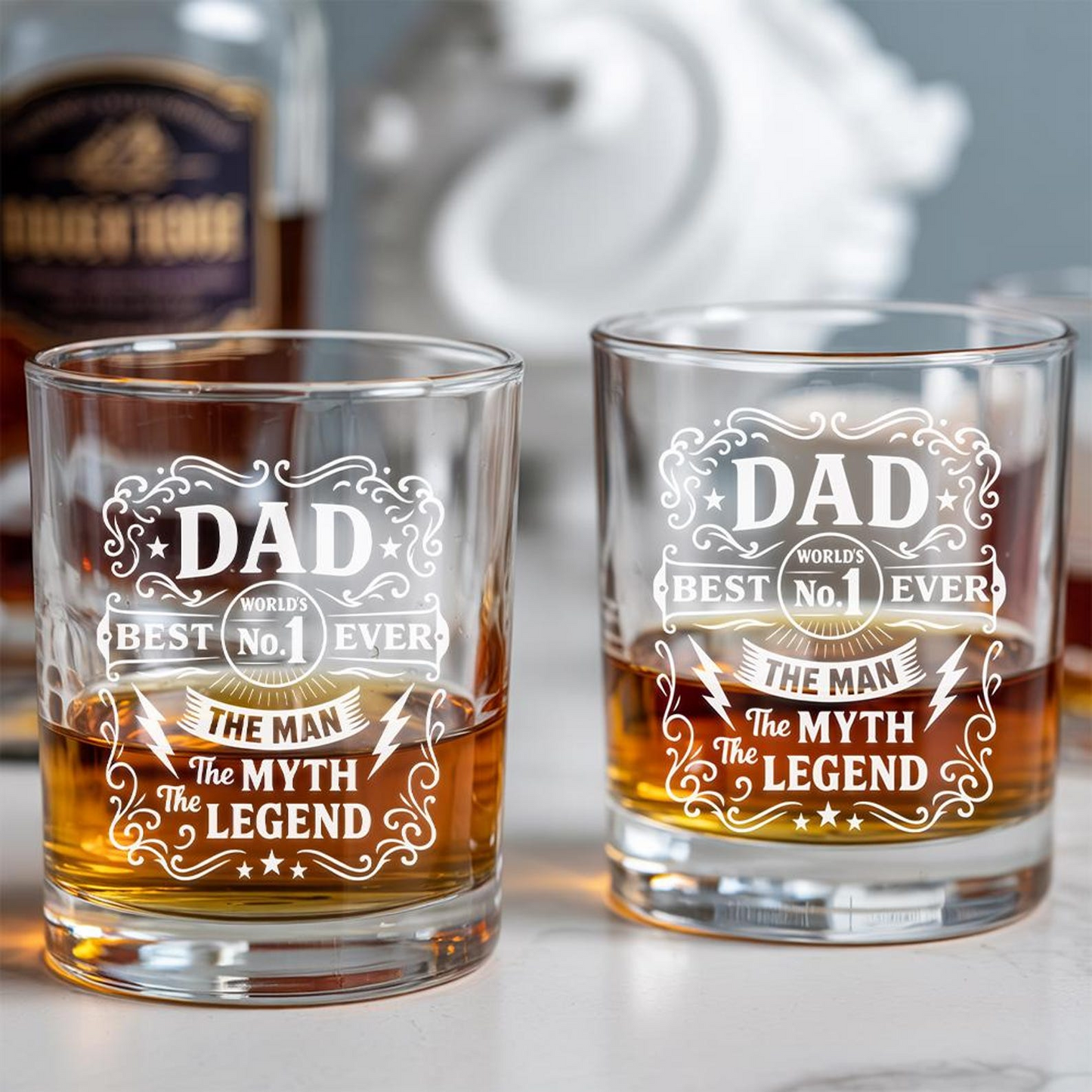 Best Dad Ever Whiskey Glass | The Man The Myth The Legend Glass | Father's Day Gift