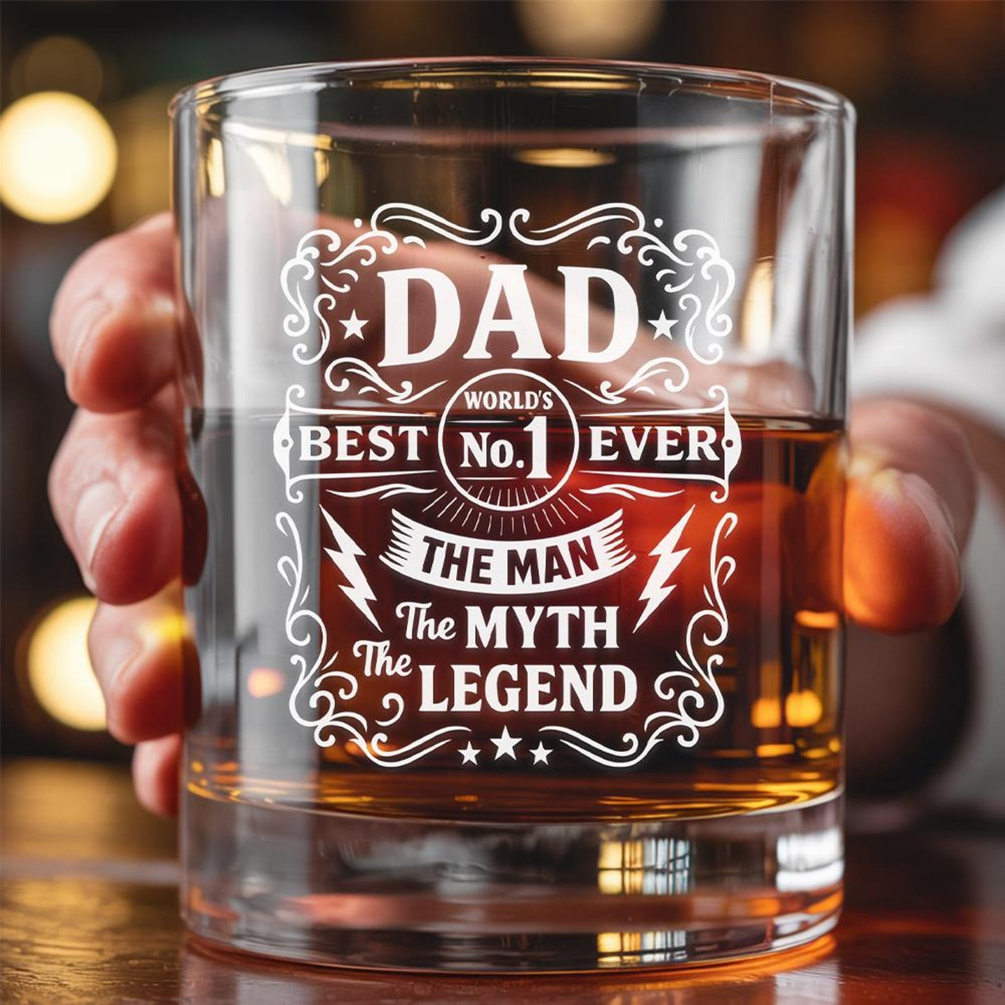 Best Dad Ever Whiskey Glass | The Man The Myth The Legend Glass | Father's Day Gift