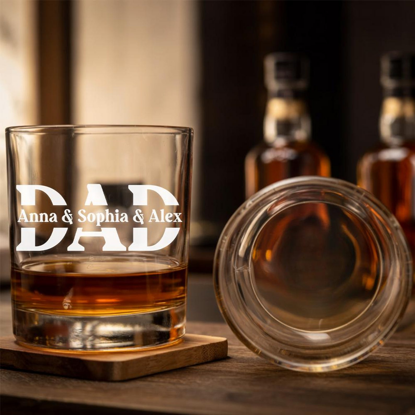 Dad With Kid's Names Whiskey Glass | Gift For Dad | Father's Day Gift For Dad