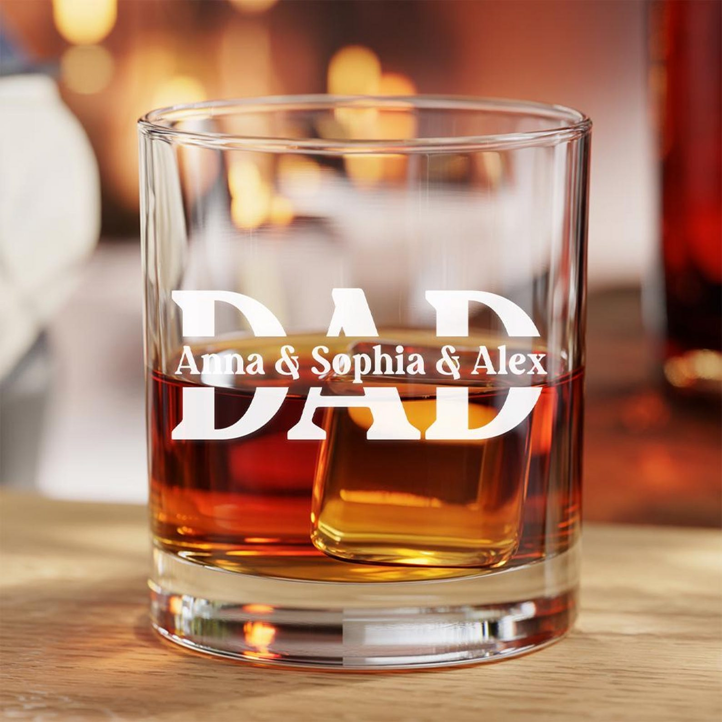 Dad With Kid's Names Whiskey Glass | Gift For Dad | Father's Day Gift For Dad