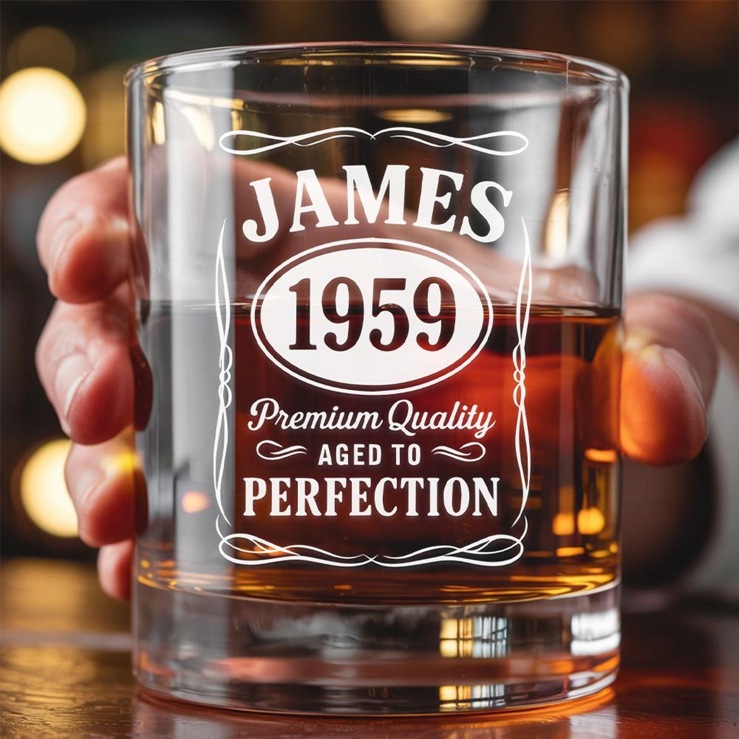 Custom Name And Year Aged To Perfection Whiskey Glass 11 Oz | Best Gift For Dad | Father's Day Gift