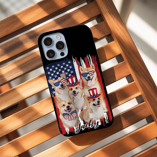 Custom Pet Photo Phone Case | Personalized Dog or Cat iPhone Case | Custom Independence Day Gift For Pet Lovers