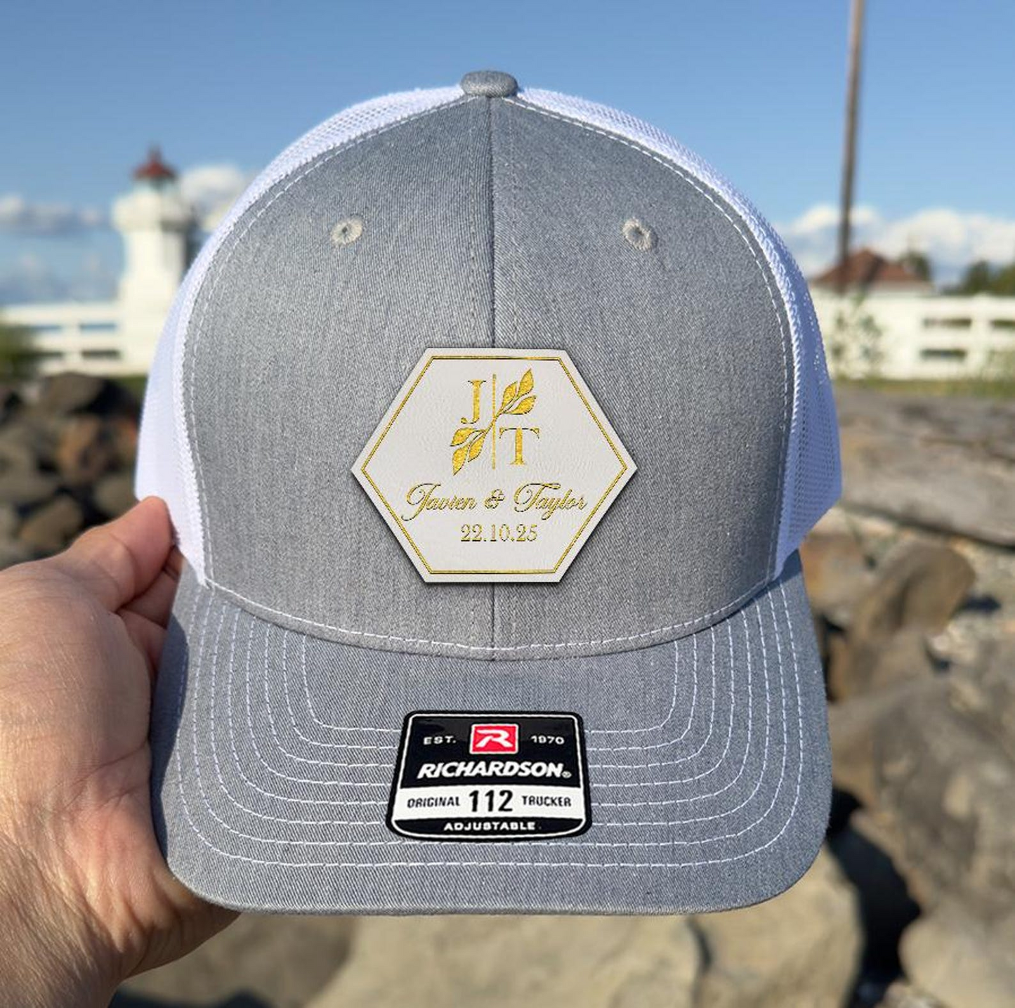 Personalized Wedding Hat | Custom Name & Date Leather Patch Hat | Wedding Party Gift