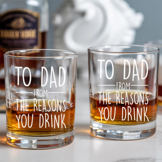 Dad’s Reasons To Drink Whiskey Glass 11 Oz | Funny Gift For Dad | Father's Day Gift