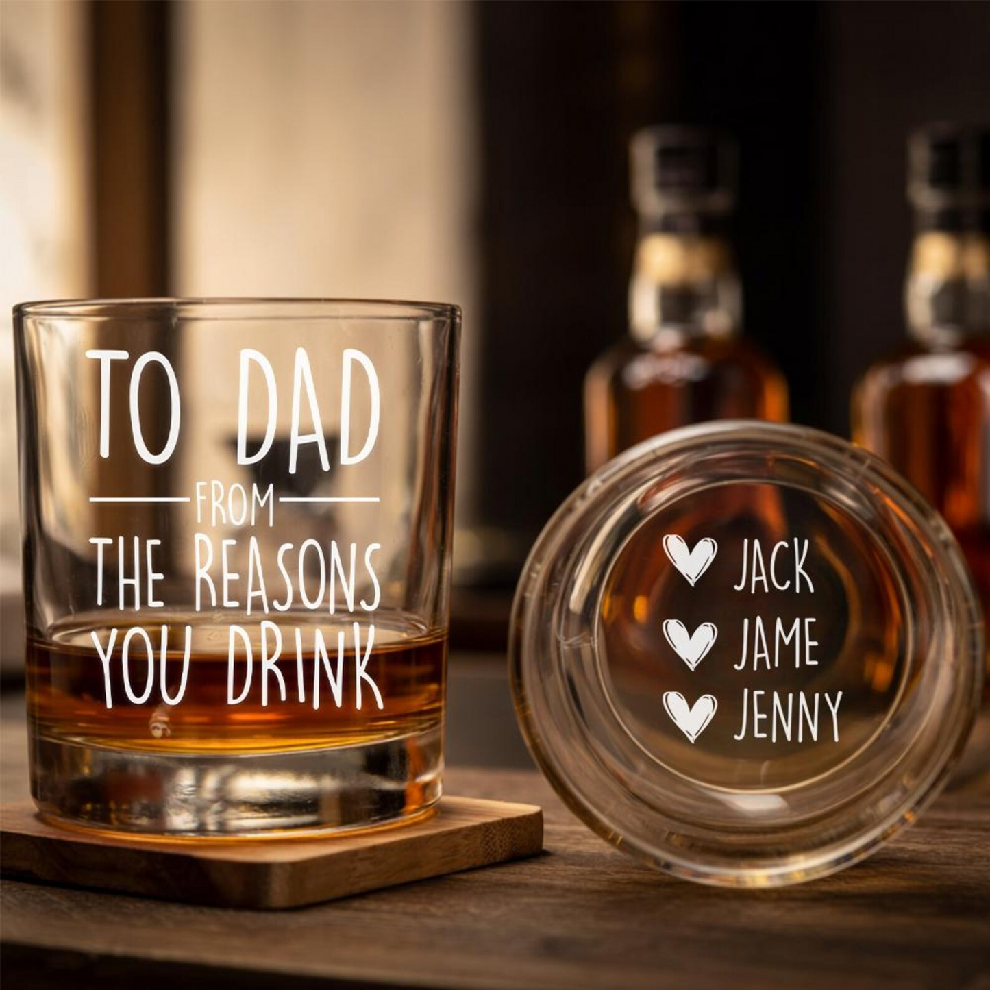 Dad’s Reasons To Drink Whiskey Glass 11 Oz | Funny Gift For Dad | Father's Day Gift