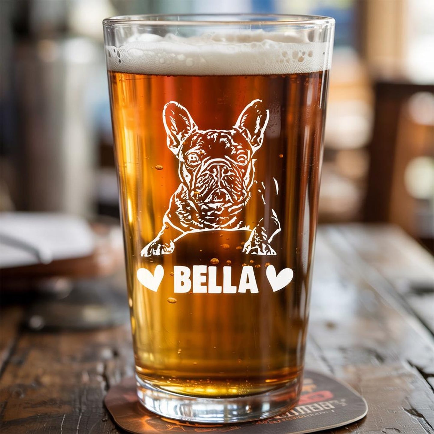 Custom Photo Pet Portrait Beer Glass – Personalized Photo Dog Portrait Pint Glass – Custom Pet Glass – Dog Lover Gifts