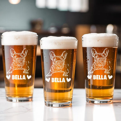 Custom Photo Pet Portrait Beer Glass – Personalized Photo Dog Portrait Pint Glass – Custom Pet Glass – Dog Lover Gifts