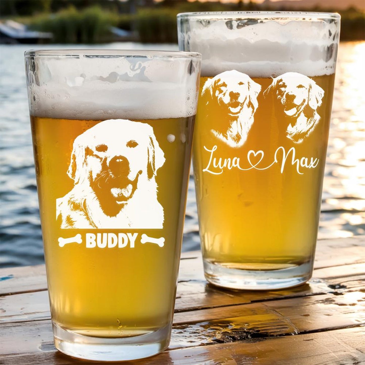 Custom Photo Dog Beer Glass – Personalized Dog Pint Glass 16oz with Engraved Pet Photo – Gift for Dog Lovers