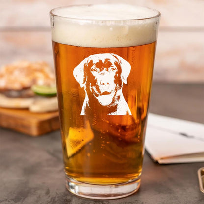 Custom Pet Photo Pint Glass | Custom Engraved Pint Glass with Your Dog Photo | Engraved Photo Glass