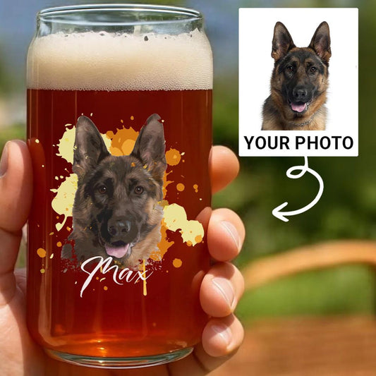 Custom Photo Dog Portrait Beer Can Glass | Personalized Pet Dog  Portrait Beer Glass | Gift For Dog Lovers