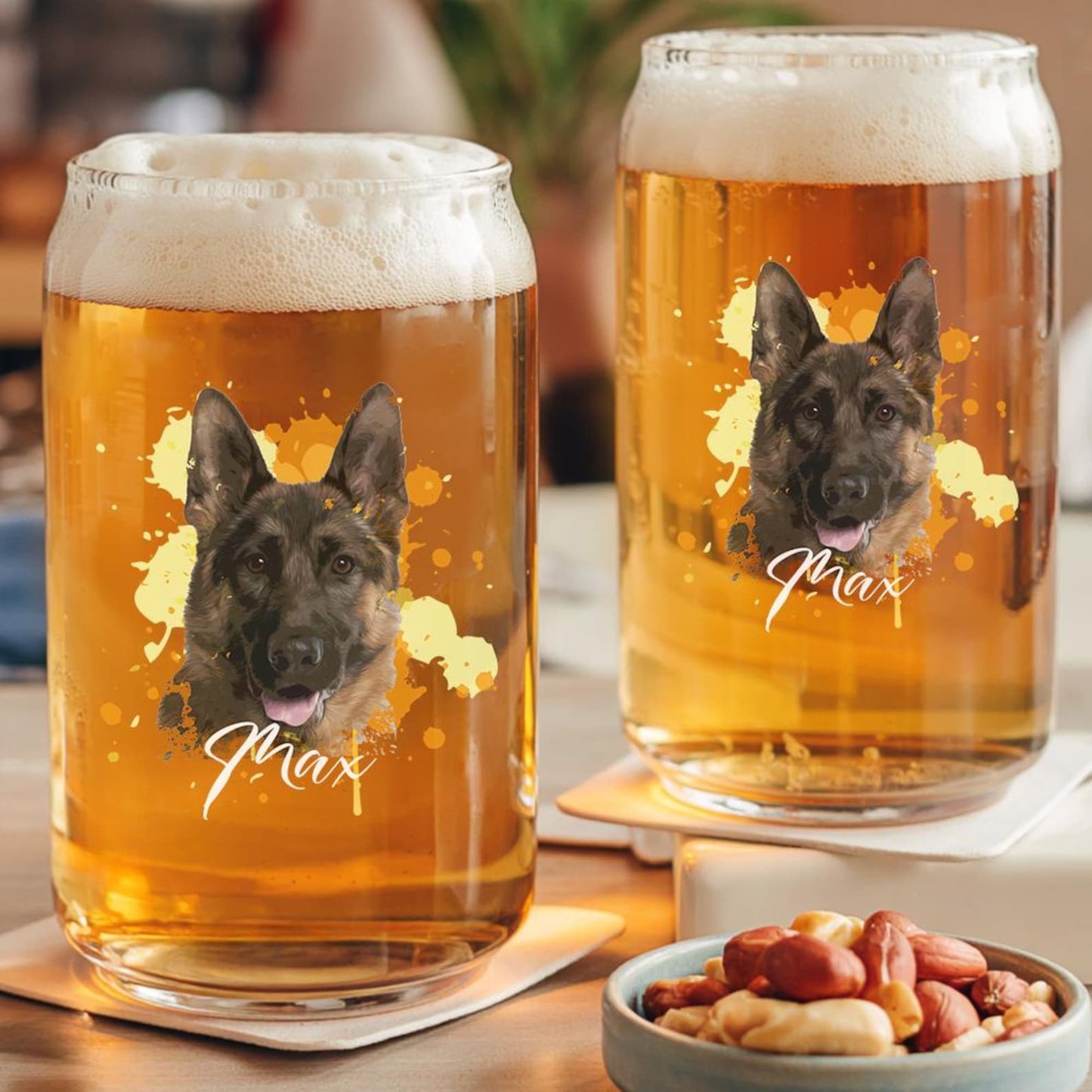 Custom Photo Dog Portrait Beer Can Glass | Personalized Pet Dog  Portrait Beer Glass | Gift For Dog Lovers