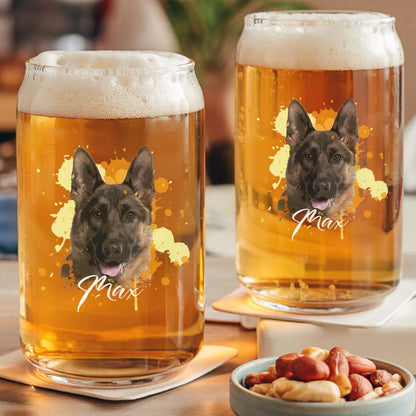 Custom Photo Dog Portrait Beer Can Glass | Personalized Pet Dog  Portrait Beer Glass | Gift For Dog Lovers