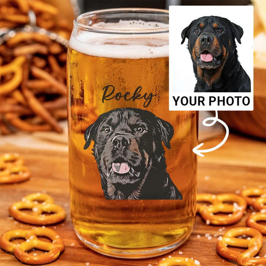 Custom Photo Pet Portrait Photo Beer Can Glass – Personalized Pet Portrait Photo – Gift for Dog Lovers