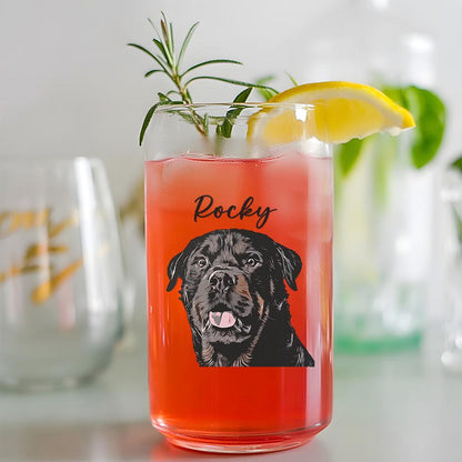 Custom Photo Pet Portrait Photo Beer Can Glass – Personalized Pet Portrait Photo – Gift for Dog Lovers