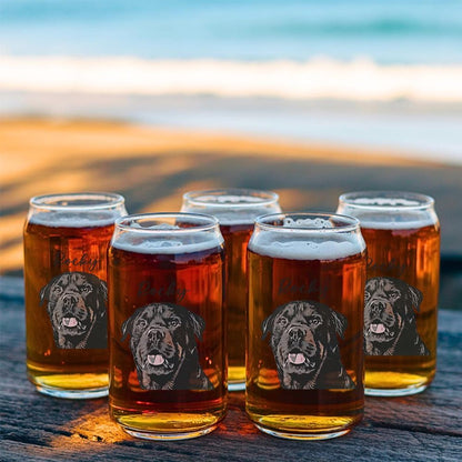 Custom Photo Pet Portrait Photo Beer Can Glass – Personalized Pet Portrait Photo – Gift for Dog Lovers