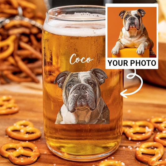 Custom Photo  Pet Portrait Photo Beer Can Glass – Personalized Pet Portrait Photo – Gift for Dog Lovers