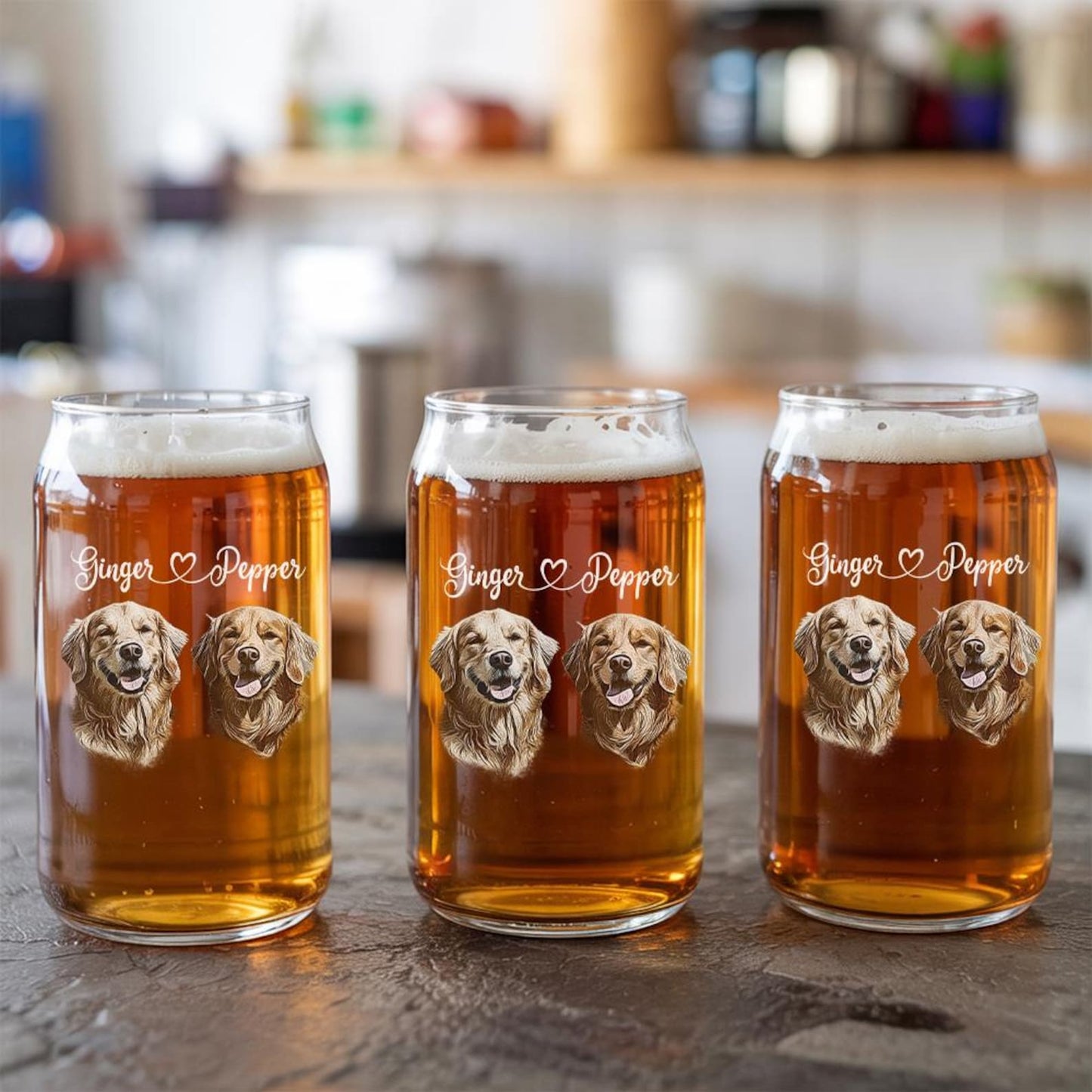 Custom Photo Dog Portrait Beer Can Glass – Personalized Pet Portrait Beer Glass – Gift for Dog Moms & Dads