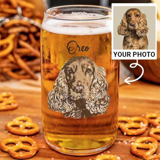Custom Photo Dog Portrait Beer Can Glass | Personalized Pet Dog  Portrait Beer Glass | Gift For Pet Lovers