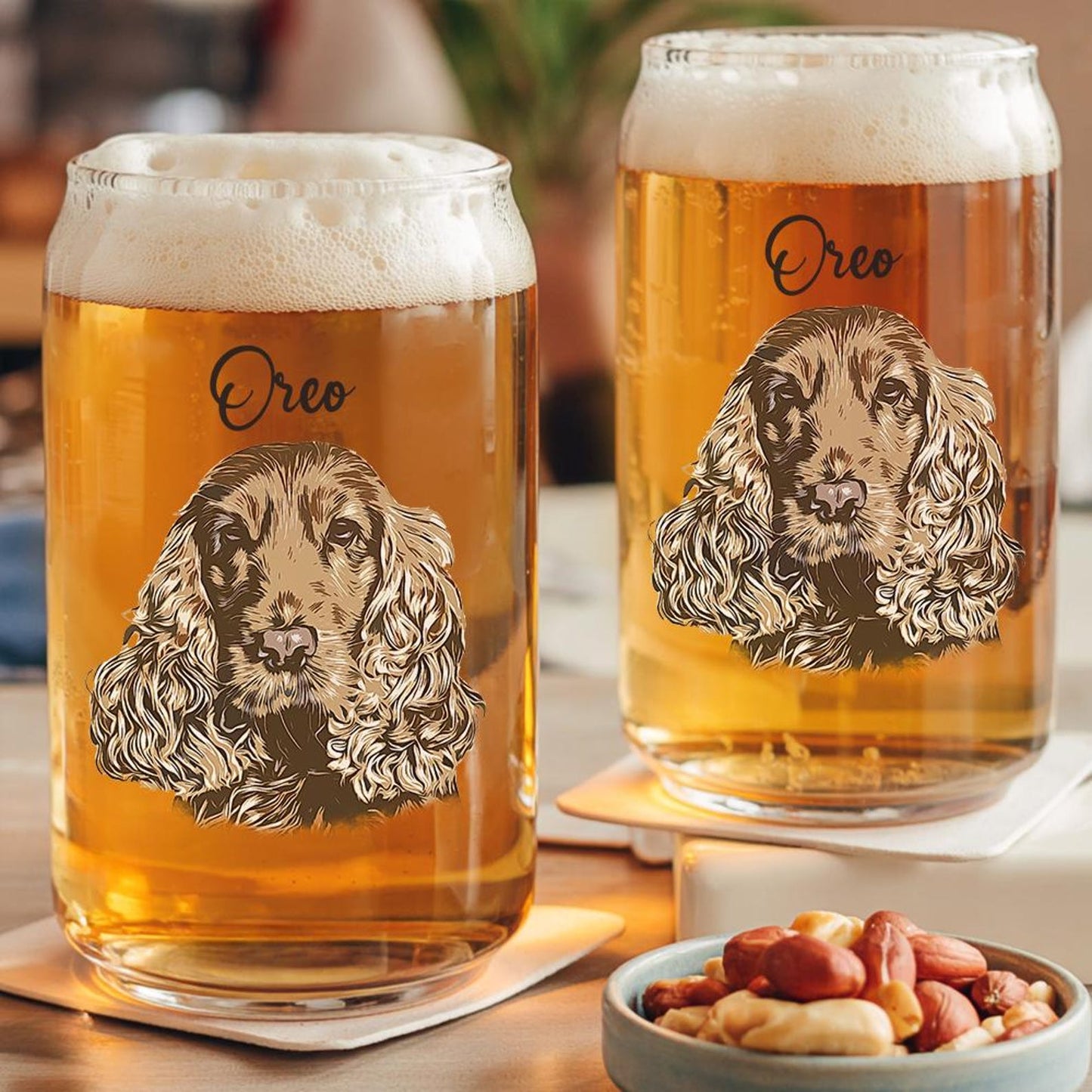 Custom Photo Dog Portrait Beer Can Glass | Personalized Pet Dog  Portrait Beer Glass | Gift For Pet Lovers