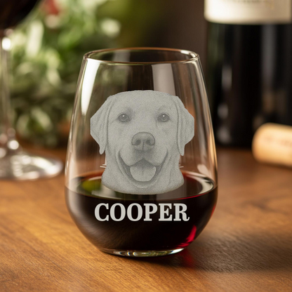 Custom Photo Dog Stemless Wine Glass | Personalized Pet Photo Stemless Wine Glass | Gift For Dog Lover