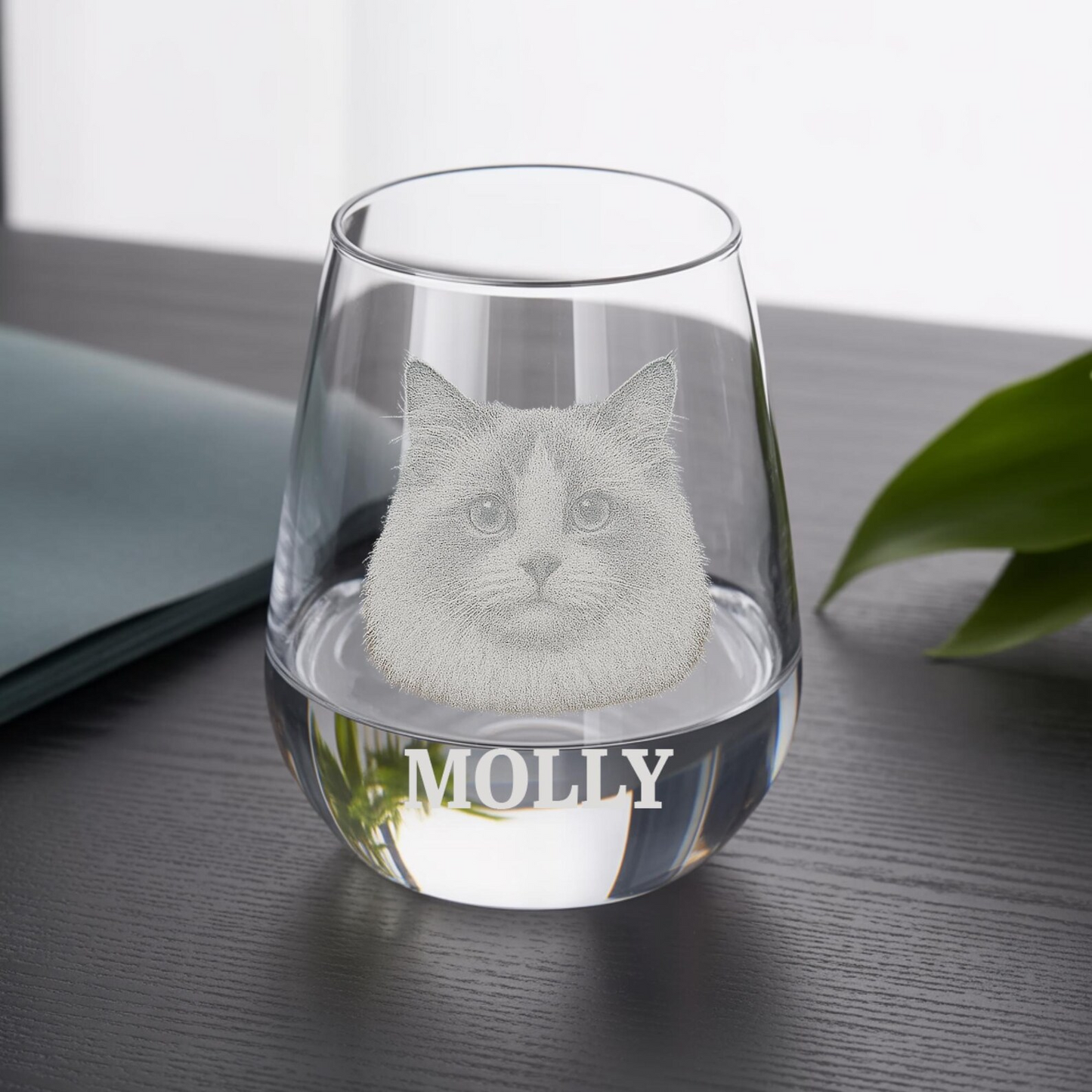 Custom Photo Cat Stemless Wine Glass | Personalized Cat Photo Stemless Wine Glass | Gift For Pet Lover