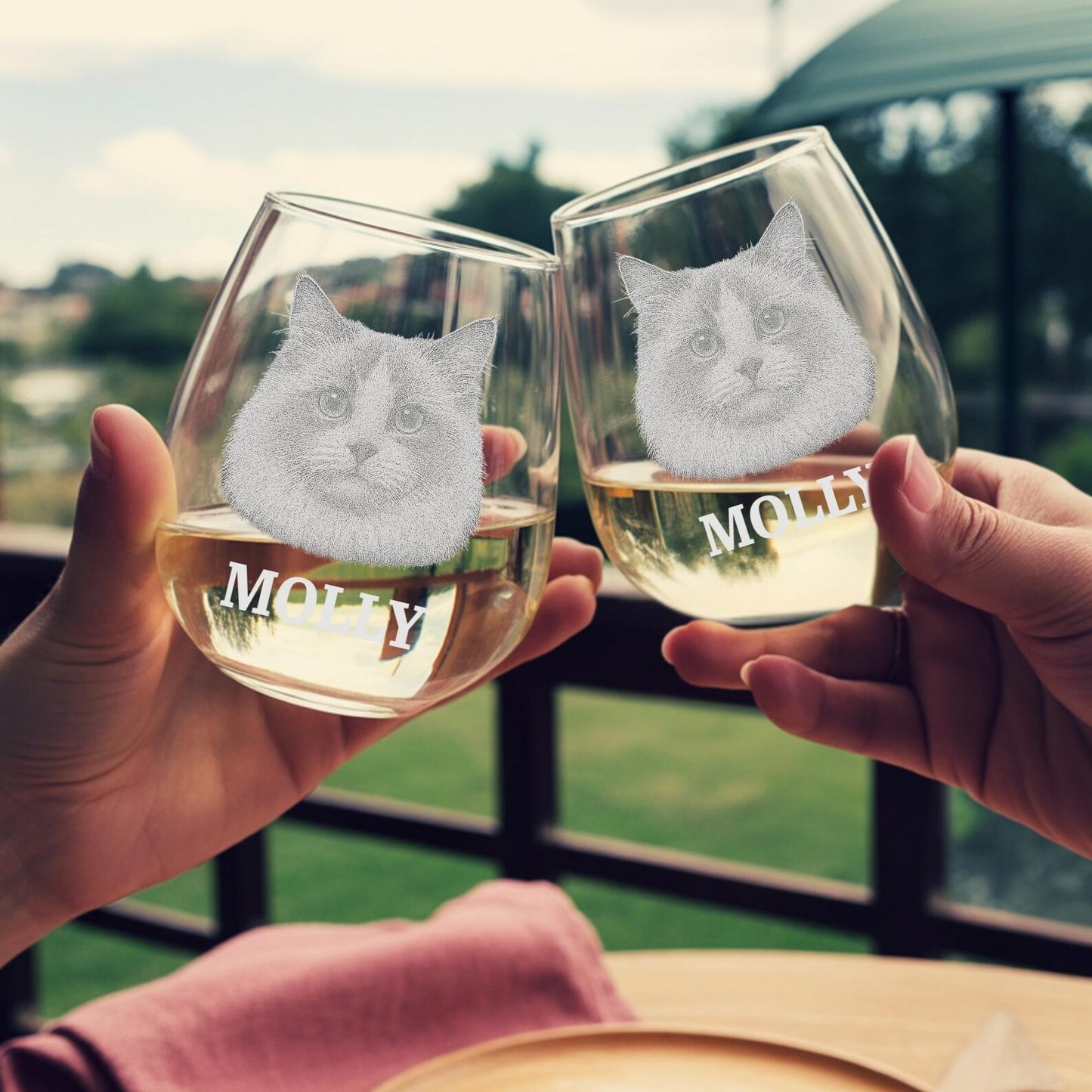 Custom Photo Cat Stemless Wine Glass | Personalized Cat Photo Stemless Wine Glass | Gift For Pet Lover