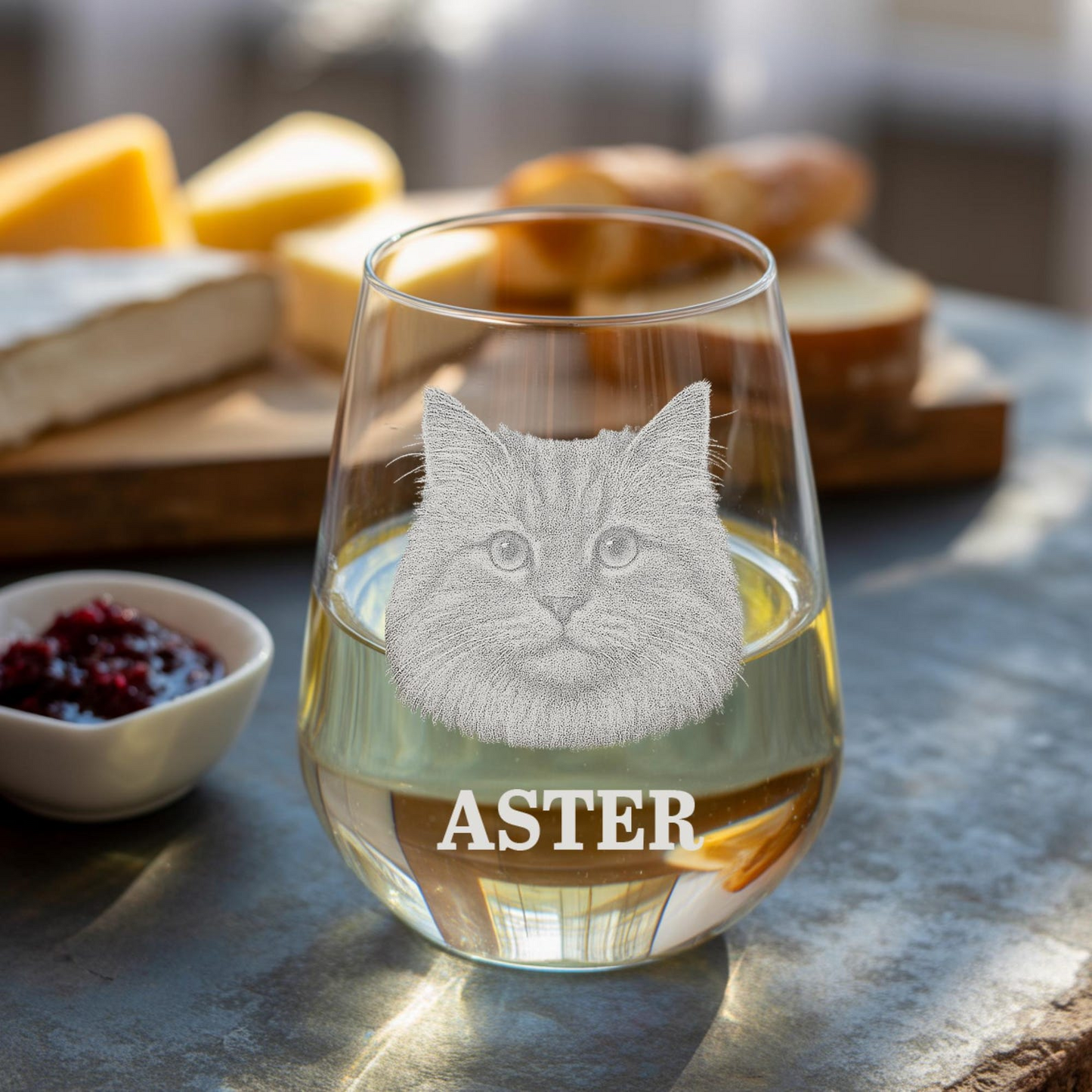 Custom Photo Cat Stemless Wine Glass | Personalized Pet Photo Stemless Wine Glass | Gift For Pet Lover