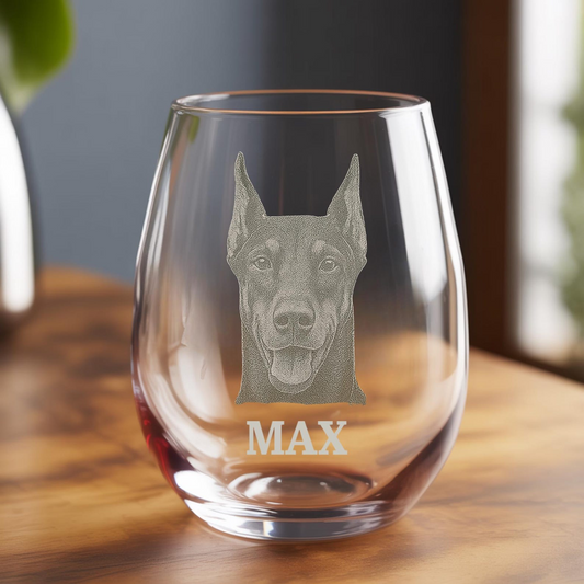 Custom Photo Dog Stemless Wine Glass | Personalized Pet Photo Stemless Wine Glass | Gift For Pet Lover TNNGL36