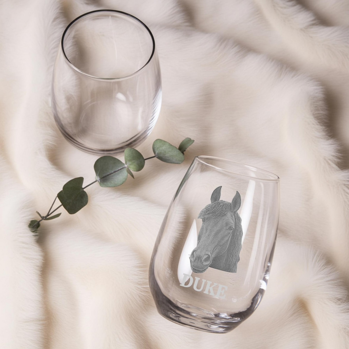 Custom Photo Horse Stemless Wine Glass | Personalized Horse Photo | Gift For Horse Lover