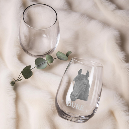 Custom Photo Horse Stemless Wine Glass | Personalized Horse Photo | Gift For Horse Lover