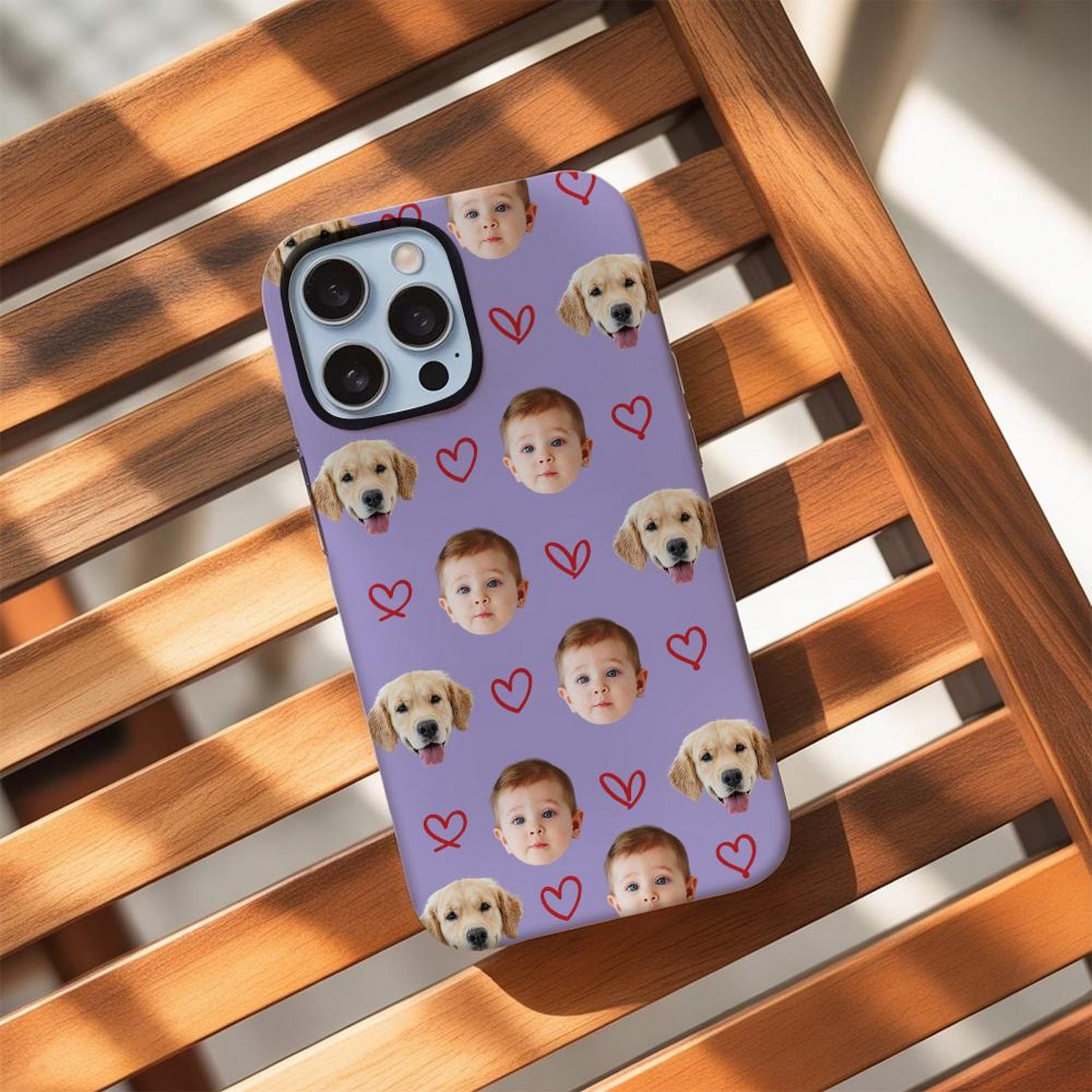 Custom Pet And Baby Face Phone Case | Personalized Baby Picture iPhone Case | Pet Lover Gift
