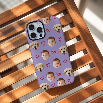 Custom Pet And Baby Face Phone Case | Personalized Baby Picture iPhone Case | Pet Lover Gift