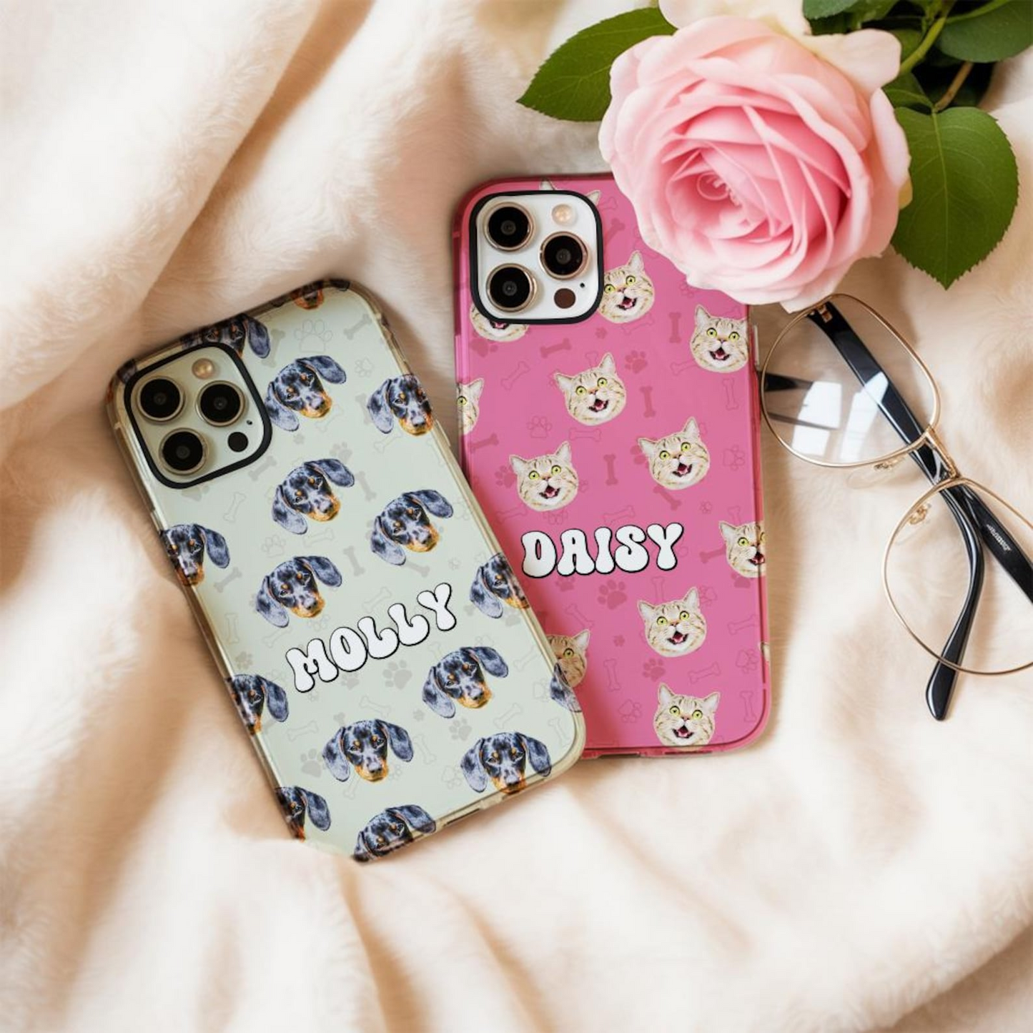 Custom Dog Cat Face Phone Case Using Pet Photo | Personalized Dog Or Cat iPhone Case | Gift For Pet Lover