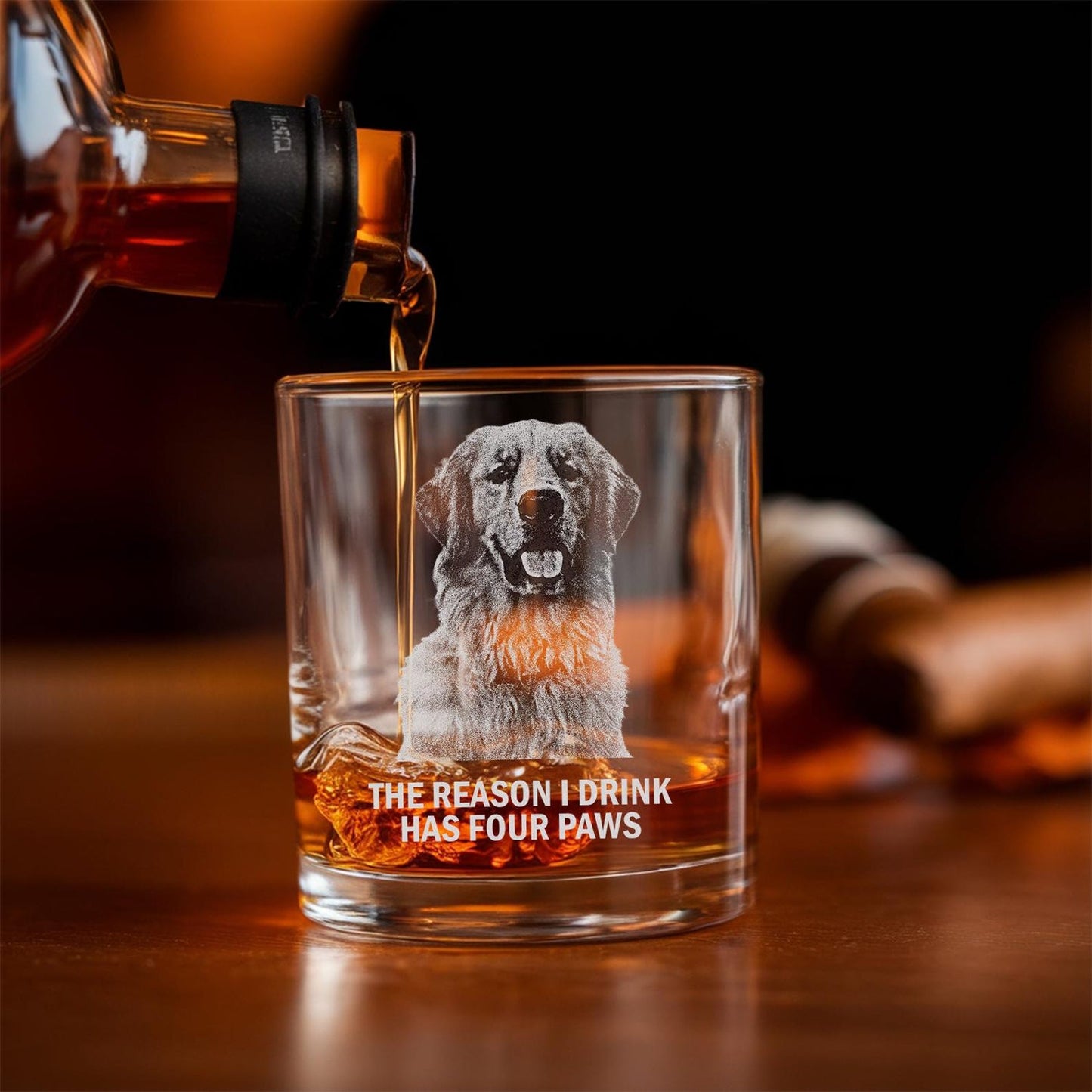 TND068 Custom Engraved Decanter with Dog Photo, Personalized Father's Day Gift for Dog Lover or Pet Owner, Dog Lover Gift
