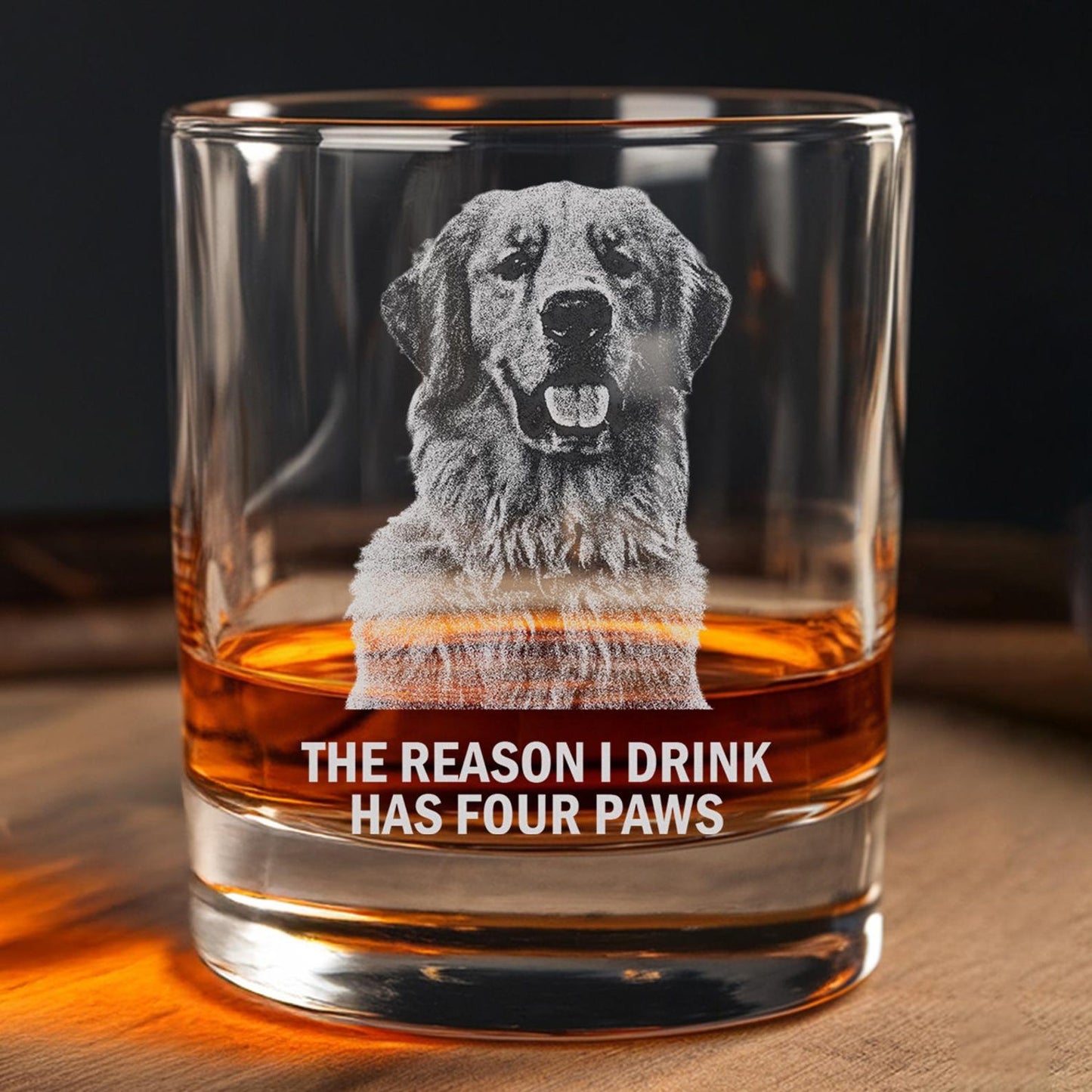 TND068 Custom Engraved Decanter with Dog Photo, Personalized Father's Day Gift for Dog Lover or Pet Owner, Dog Lover Gift