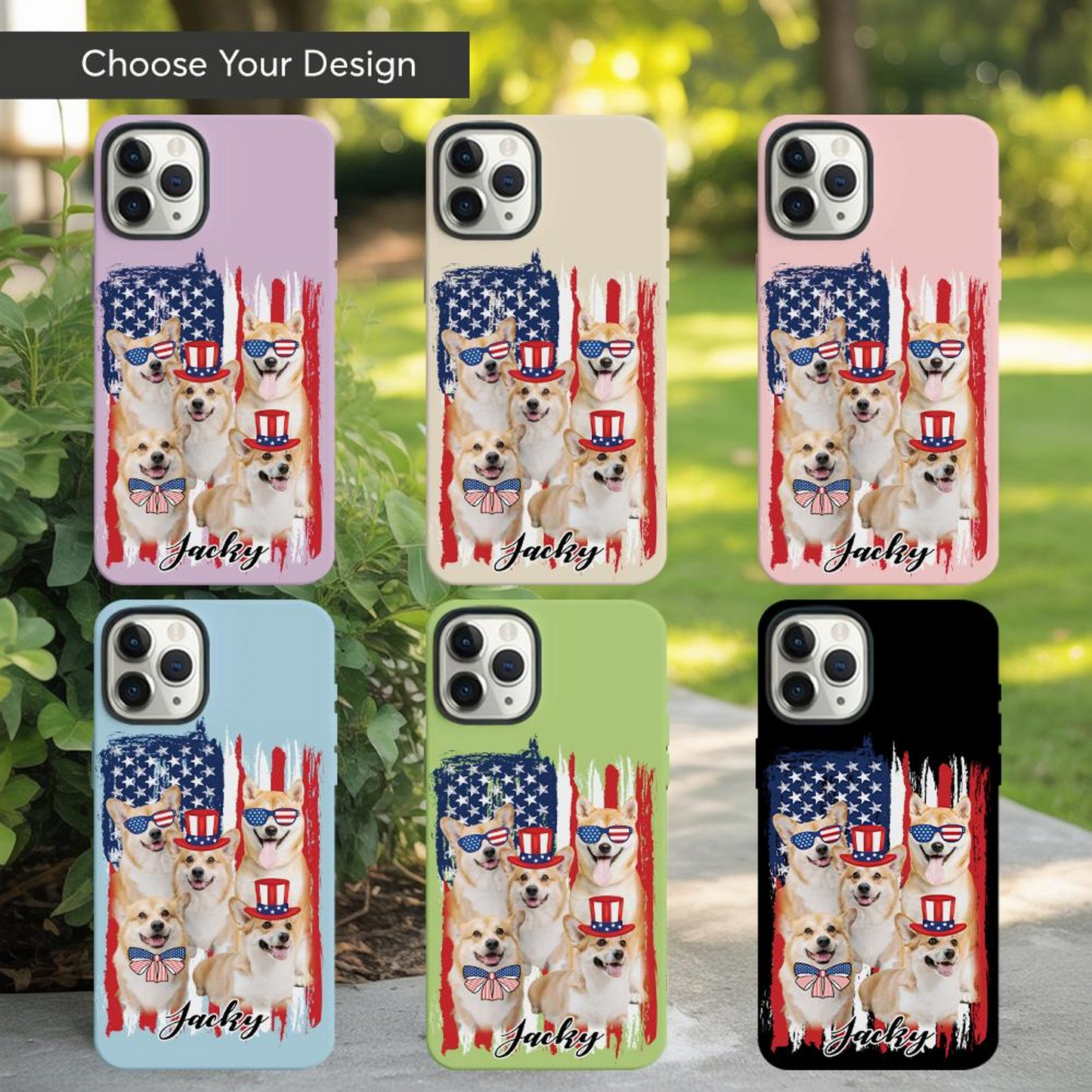 Custom Pet Photo Phone Case | Personalized Dog or Cat iPhone Case | Custom Independence Day Gift For Pet Lovers