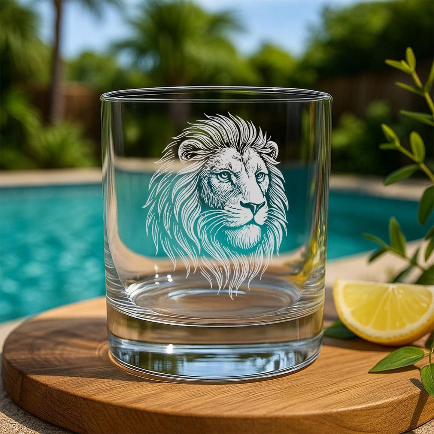 Lion Whiskey Glass | Etched Lion Silhouette Whiskey Glass | Gift For Animal Lovers | Jungle Wildlife Gift