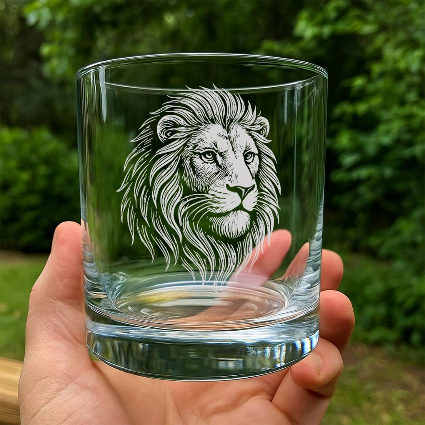 Lion Whiskey Glass | Etched Lion Silhouette Whiskey Glass | Gift For Animal Lovers | Jungle Wildlife Gift