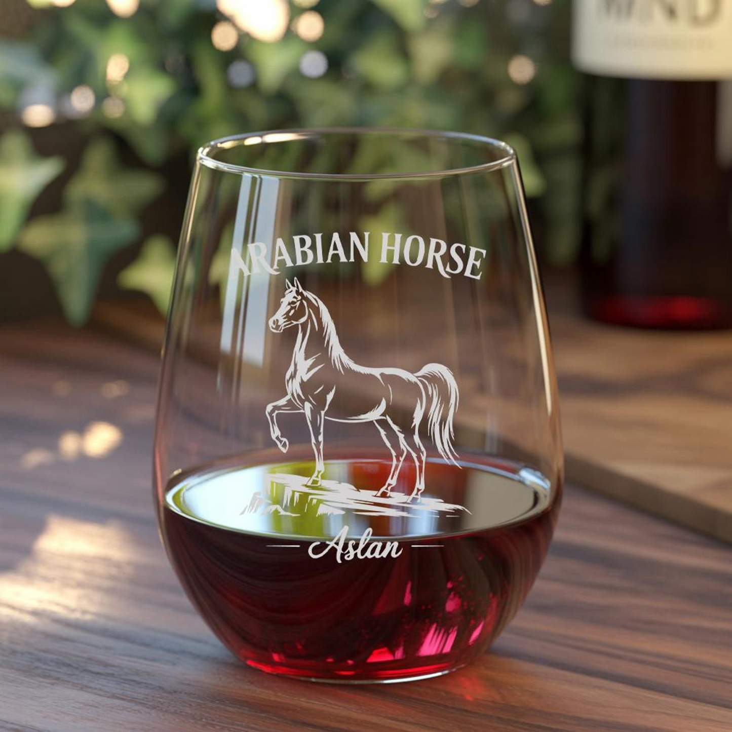 Custom Name Arabian Horse Beer Can Glass | Etched Arabian Horse Silhouette Beer Can Glass | Gift for Horse Lovers