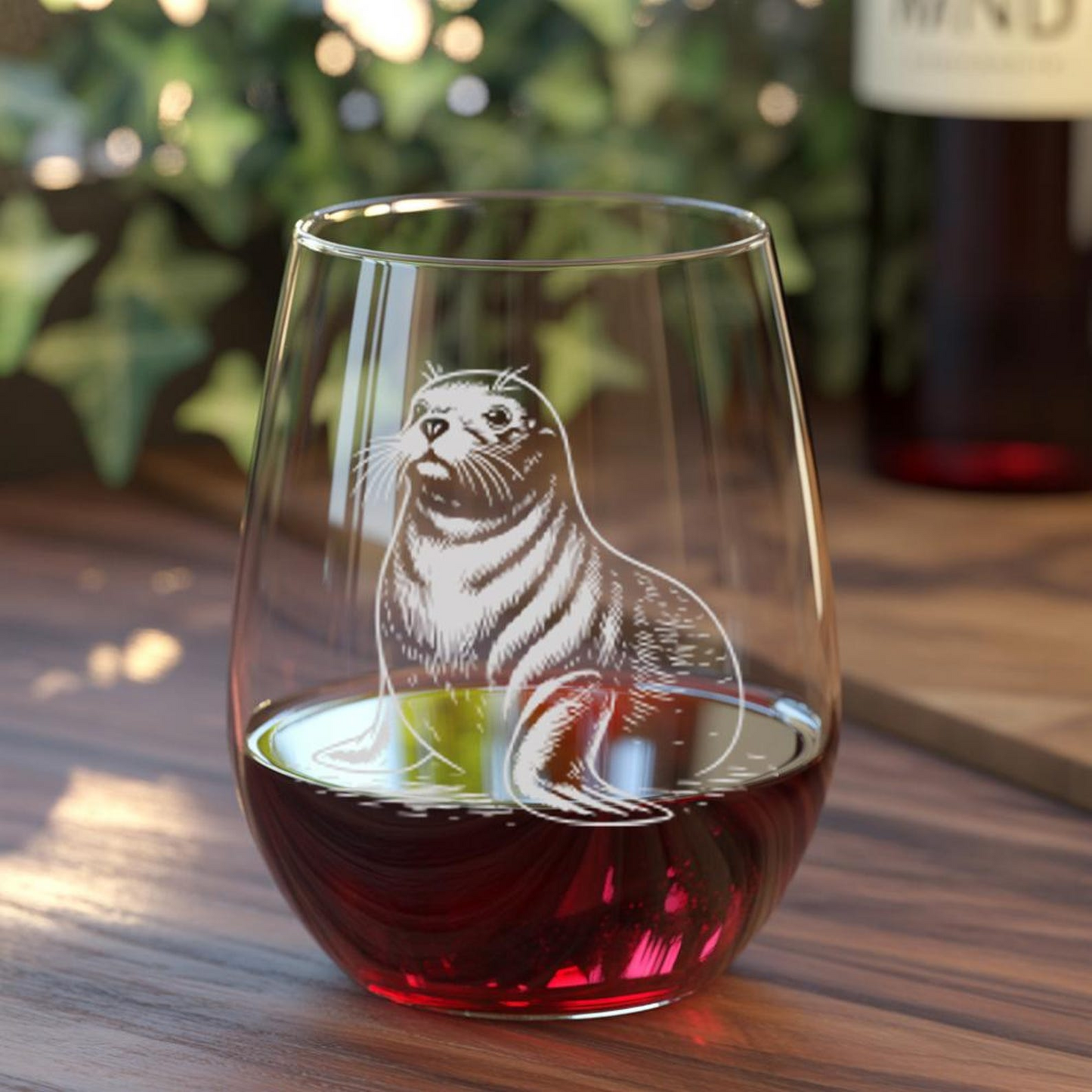 Seal Beer Can Glass | Etched Seal Silhouette Beer Can Glass | Gift for Ocean Lovers