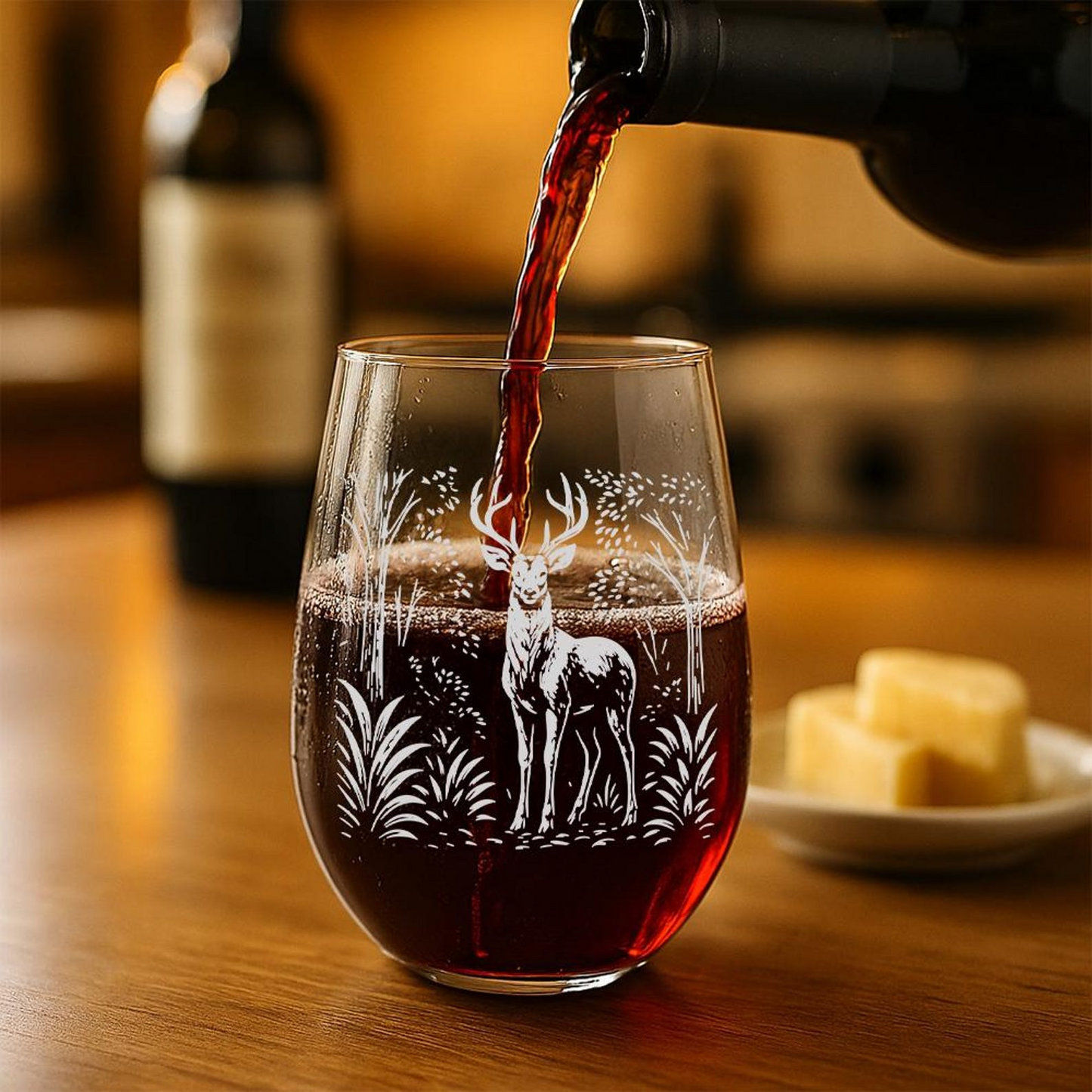Deer Beer Can Glass | Etched Deer Silhouette Beer Can Glass | Gift for Animal Lovers