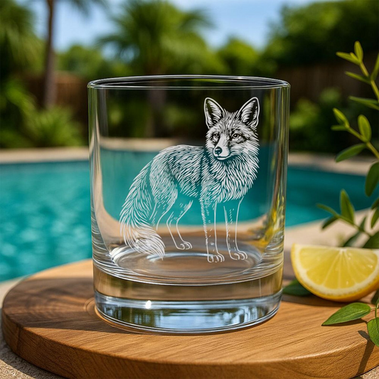 Fox Whiskey Glass | Etched Fox Silhouette Whiskey Glass | Gift for Animal Lovers | Woodland Animal Fans
