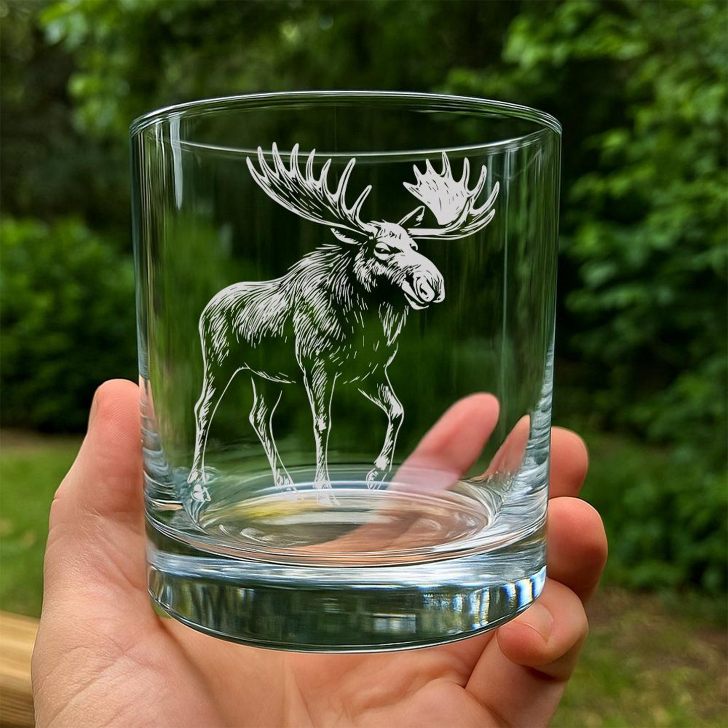 Moose Whiskey Glass | Etched Moose Silhouette Whiskey Glass | Gift For Animal Lovers