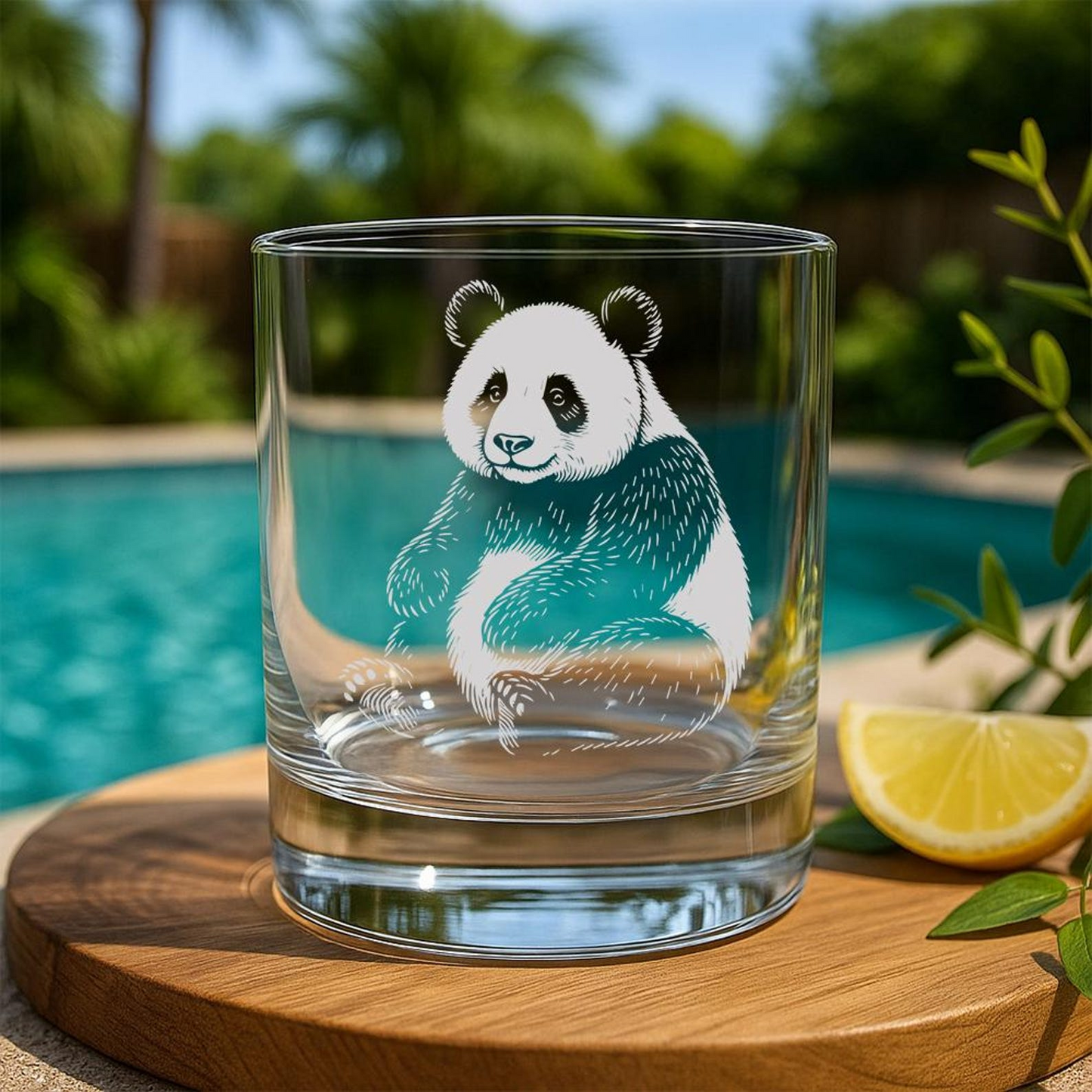 Panda Whiskey Glass | Etched Panda Silhouette Whiskey Glass | Wildlife Gift | Gift for Animal Lovers