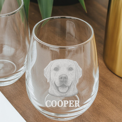 Custom Photo Dog Stemless Wine Glass | Personalized Pet Photo Stemless Wine Glass | Gift For Dog Lover